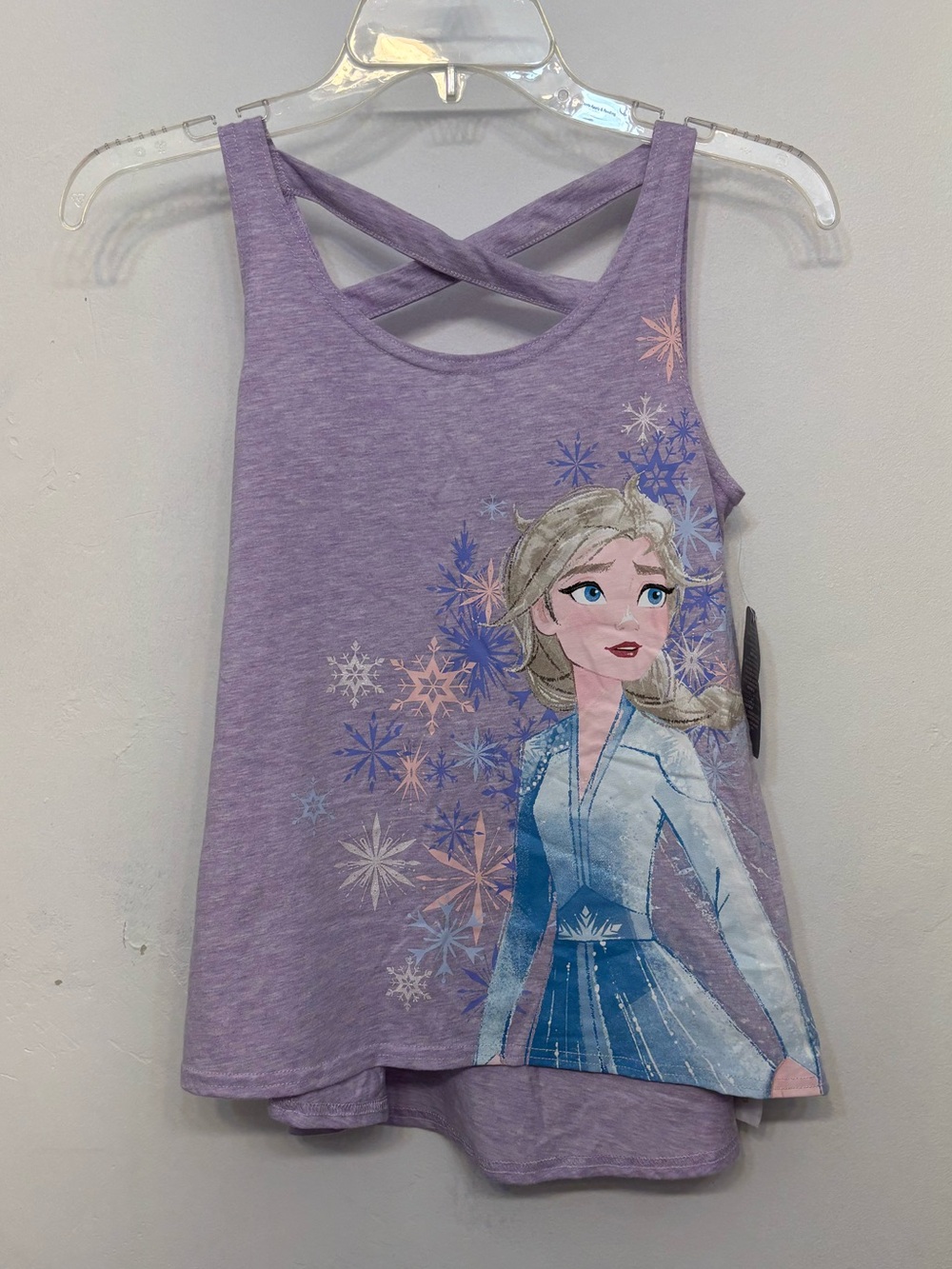 Disney Frozen Elsa Purple X Back Graphic Tank Top Girls Size Large 10/12 NWT